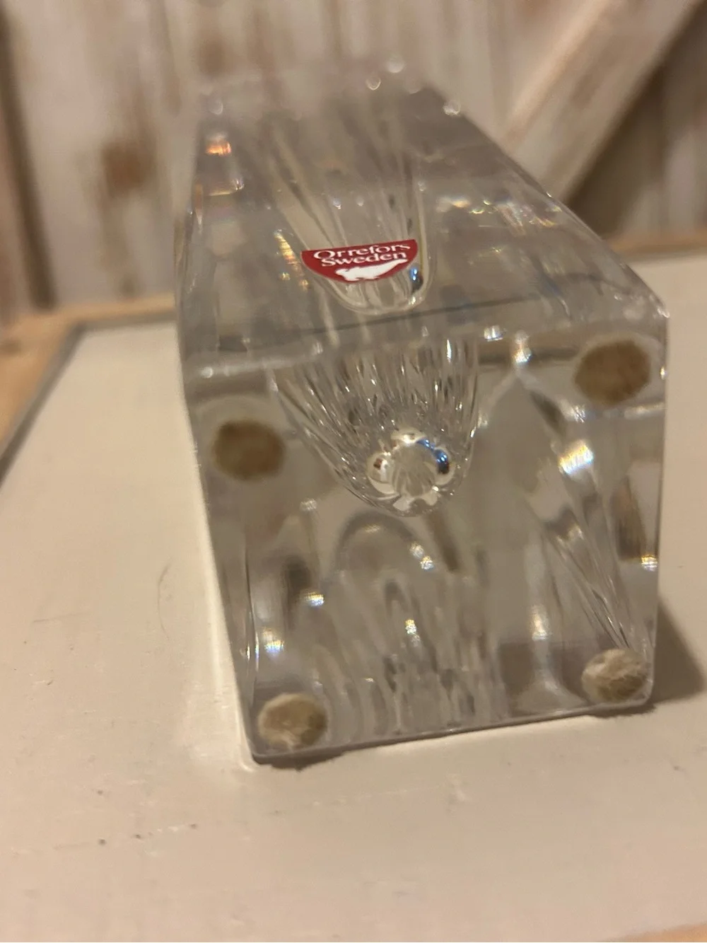 VINTAGE Orrefors Sweden Odyssey Crystal Vase Lars Hellsten MCM Red Label Intact